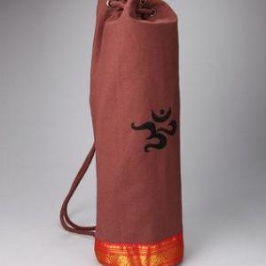 Saree Trimmed Yoga Mat Bag In Mocha