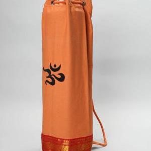 Saree Trimmed Yoga Mat Bag In Orange