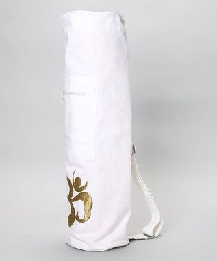 Shimmering Om Yoga Mat Bag In White
